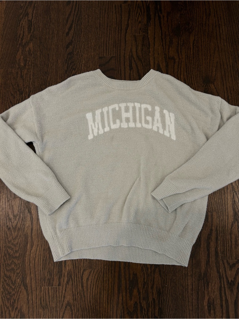 Thread & Supply Light Gray 'Michigan' Crewneck Sweater